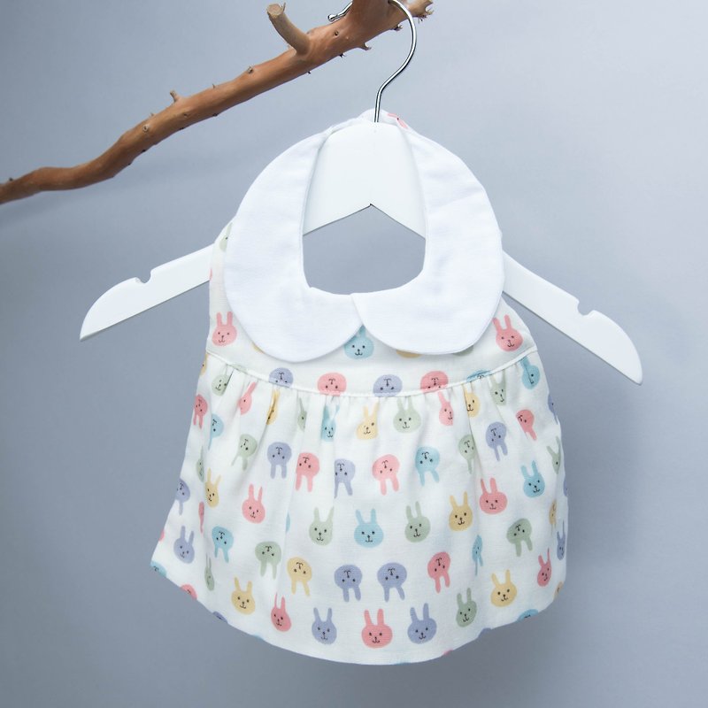洋裝口水巾-彩色兔兔 嬰兒 日本 幼童 口水巾 - 圍兜/口水巾 - 棉．麻 粉紅色