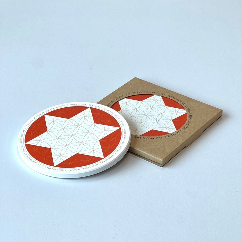 Flower of Life Coaster (Charm Orange) - อื่นๆ - เครื่องลายคราม สีส้ม