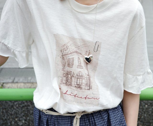 フリルレトロプリントTシャツ｜Tシャツ｜夏｜Sora-1862 - ショップ