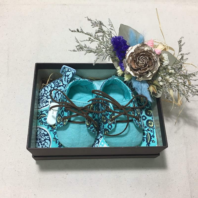 万華鏡の赤ちゃんMiyueスリーピースハードカバーボックス - 出産祝い用贈物 - コットン・麻 ブルー