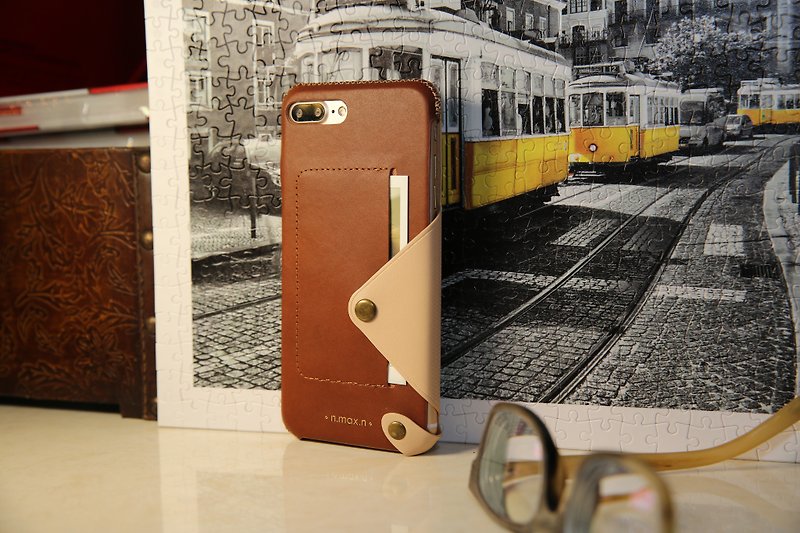 iPhone 7/8 PLUS 5.5吋 Minimalist Leather Case - Apricot White (Custom) - Phone Cases - Genuine Leather 