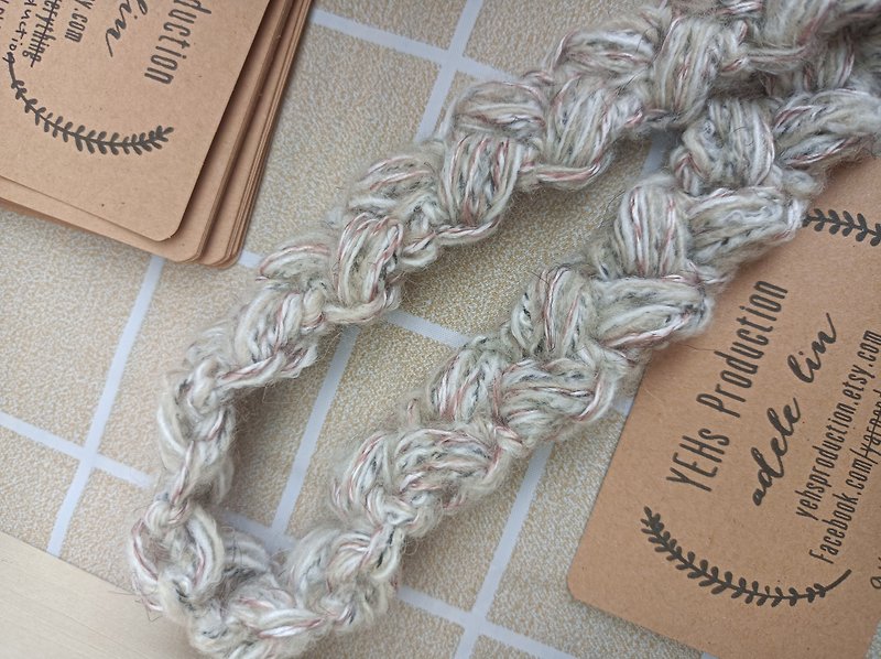 Taro hair band off-white mixed red braided hair band - Headbands - Cotton & Hemp Silver