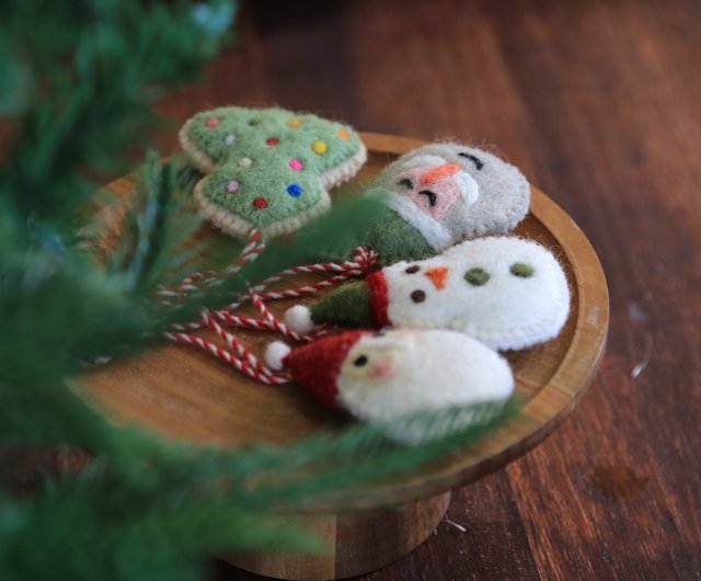 羊毛フェルト クリスマス ペンダント サンタ/雪だるま/クリスマス