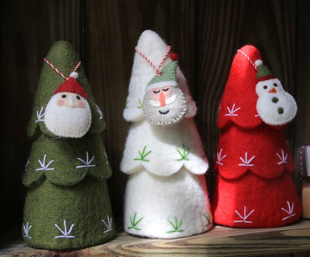ウールフェルト クリスマスオーナメント サンタクロース/雪だるま