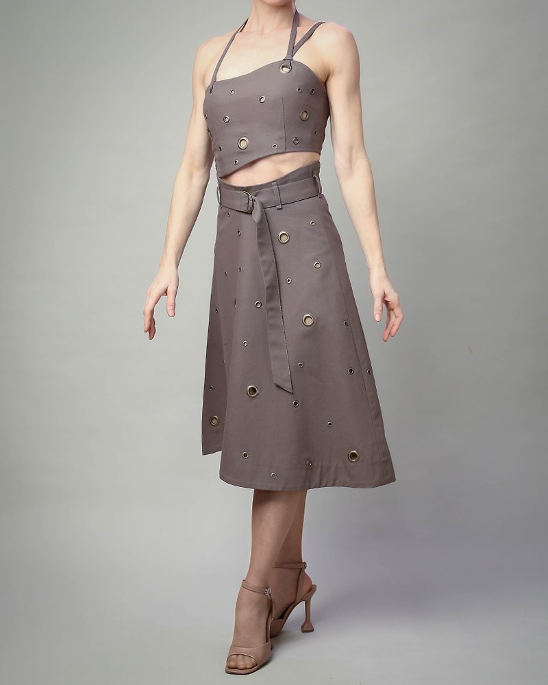 STARRY SKY Asymmetric Women's Set (midi skirt with crop top) - กระโปรง - วัสดุอื่นๆ หลากหลายสี