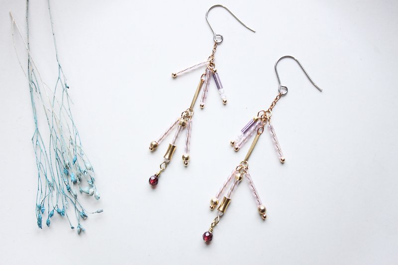 Fireworks - earring  clip-on earring - Earrings & Clip-ons - Colored Glass Pink