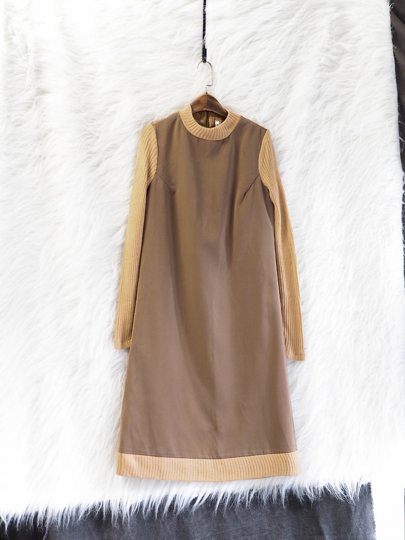 Tokyo Tu Huang Qing Ai love winter girl antique wool quality dress dress dress - One Piece Dresses - Polyester Khaki
