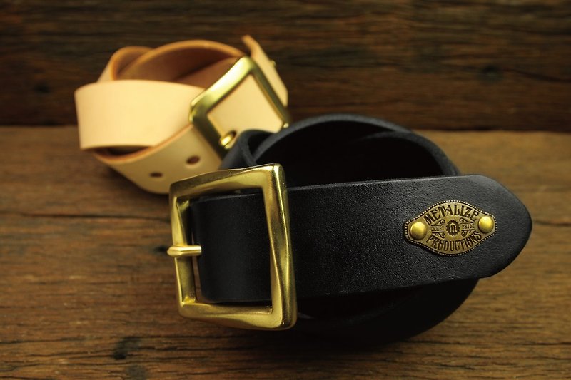[METALIZE] brass basic plain belt (black/primary) - Belts - Genuine Leather 