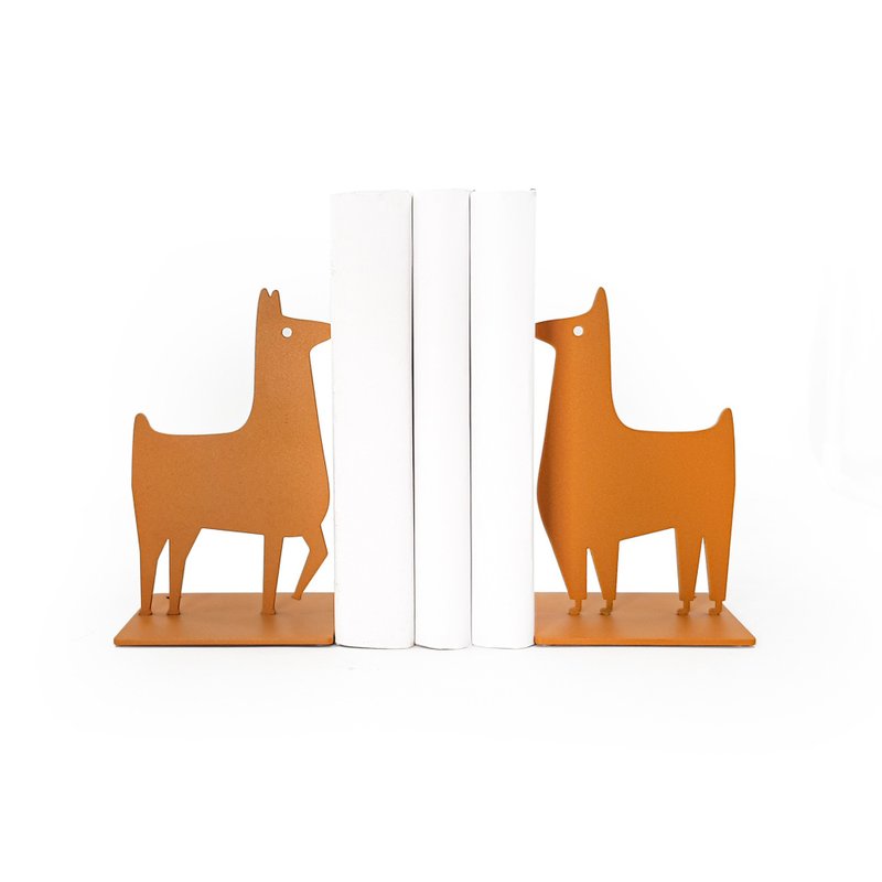 Orange Llama Metal Bookends – Minimalist Decor for Kids Room, Nursery or Playful - 擺飾/家飾品 - 其他金屬 橘色