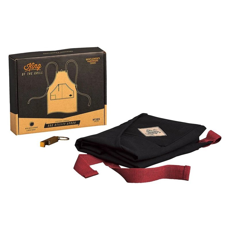 【Gentlemen's Hardware】BBQ 燒烤之王圍裙-附開瓶器 - 圍裙 - 棉．麻 咖啡色