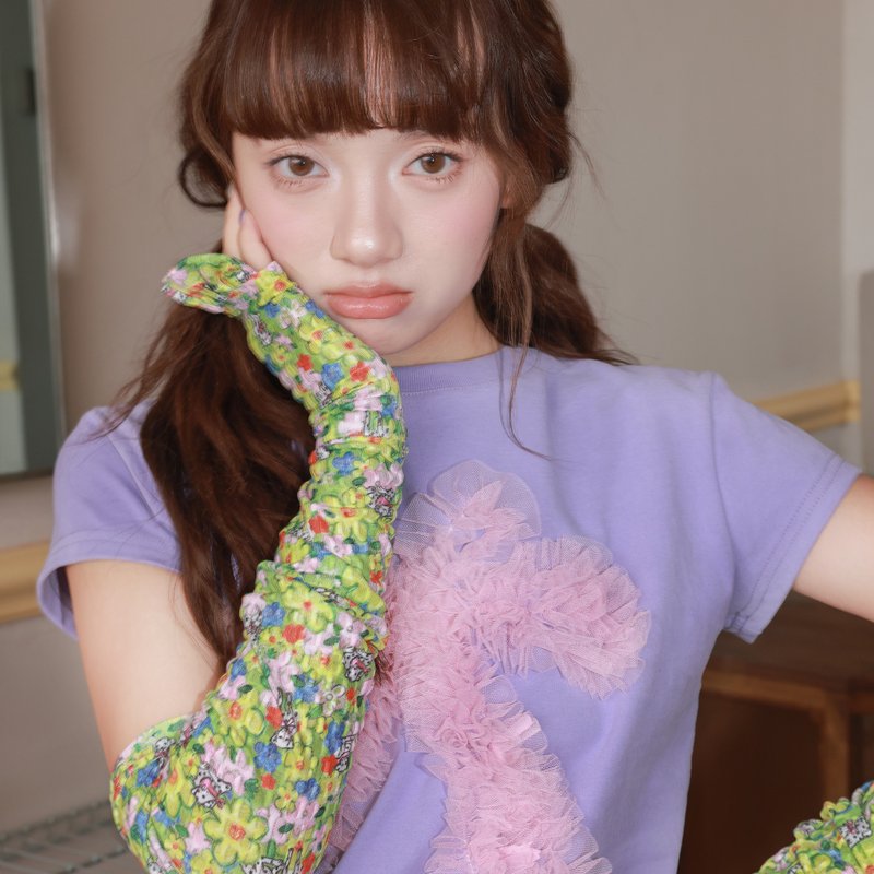 黃色碎花小狗印花防曬袖套夏季 - 手套 - 其他材質 多色