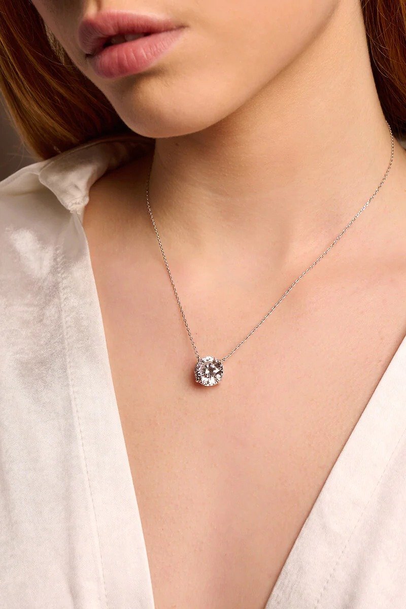 【Super Flash Hot Sale】【Handmade】Fairy Shining Pink Diamond Necklace- 5A Belgian Stone - สร้อยคอ - เงินแท้ 