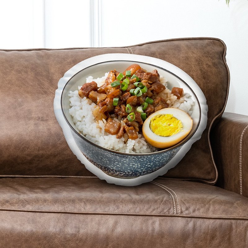 Xiaohua Research Club [Throw Pillow] Taiwanese Braised Pork Rice Lurou Rice Specialty in Taiwan Pillow Pillow - Pillows & Cushions - Polyester White