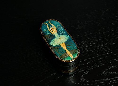 WhiteNight Ballerina lacquer box hand-painted Swan Lake ballet Christmas Gift Wrapping