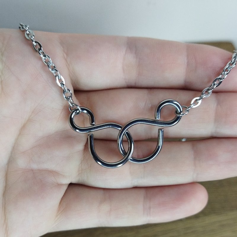 雙無限項鍊。 給他的雙生火焰禮物。 雙火焰項鍊。 - 項鍊 - 不鏽鋼 銀色