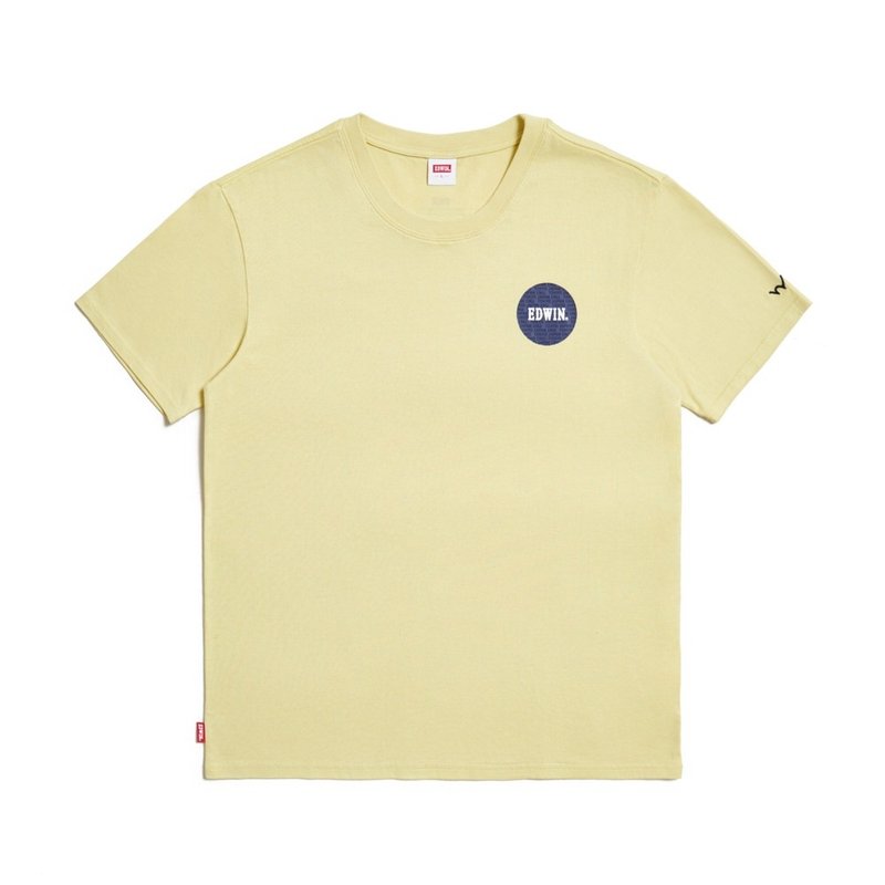 EDWIN small round embossed printed short-sleeved T-shirt - men's style (light yellow) #Top - เสื้อยืดผู้ชาย - ผ้าฝ้าย/ผ้าลินิน สีเหลือง