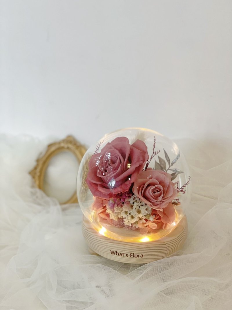 永生花玻璃球 莫蘭迪奶茶 生日禮物 情人節禮物 - 擺飾/家飾品 - 植物．花 多色