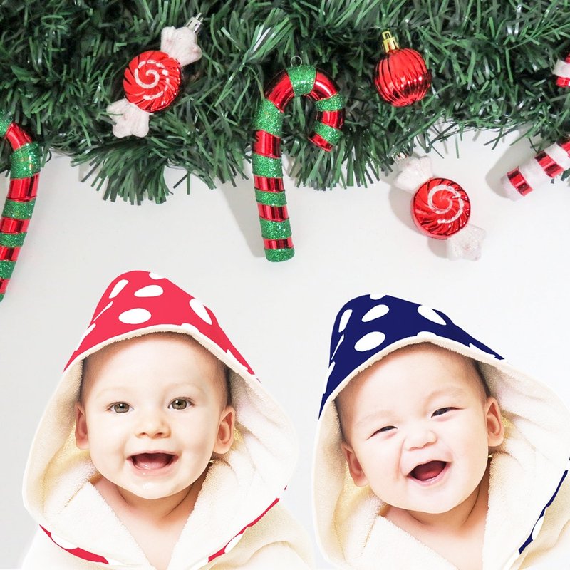 nizio Little Mushroom Natural Cotton Yarn Growth Towel/Robe - Christmas Colors - ของขวัญวันครบรอบ - ผ้าฝ้าย/ผ้าลินิน 