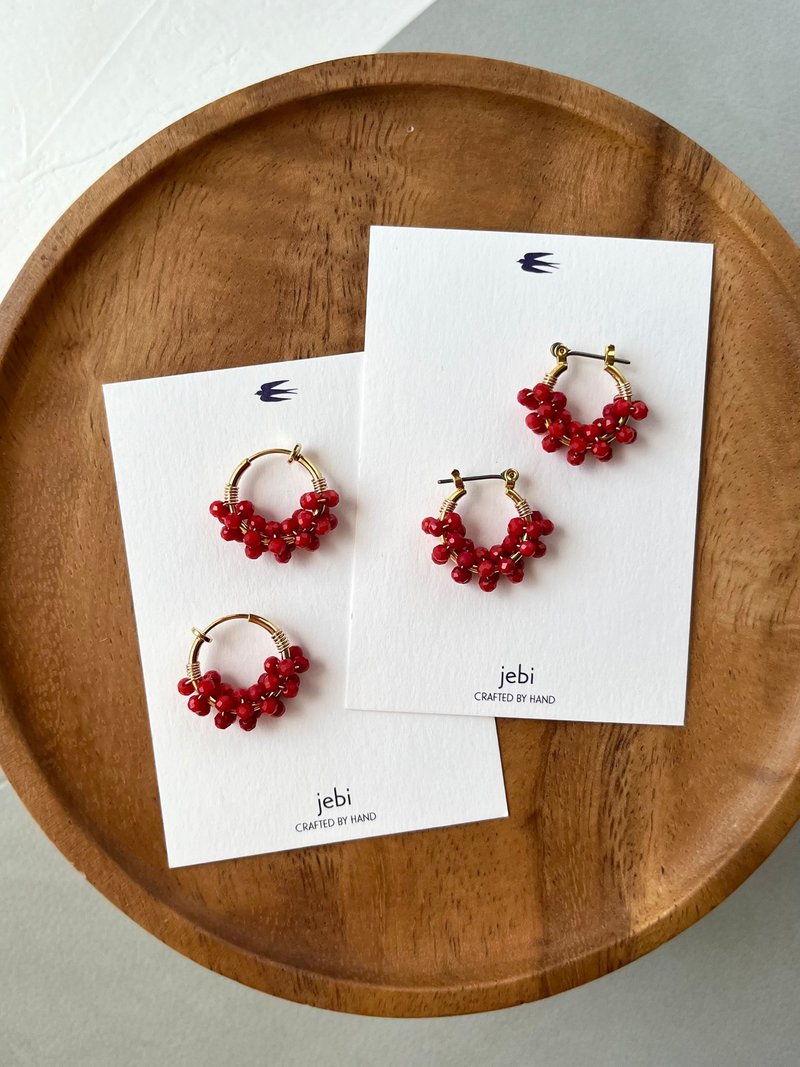 Red Coral Petit Hoop Earrings - Earrings & Clip-ons - Semi-Precious Stones Red