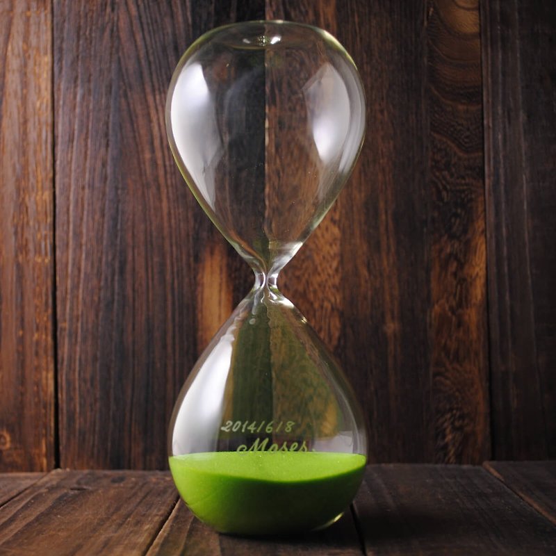 30分鐘【時光沙漏】小麥草綠色時光禮物 客製化玻璃 - 擺飾/家飾品 - 玻璃 綠色
