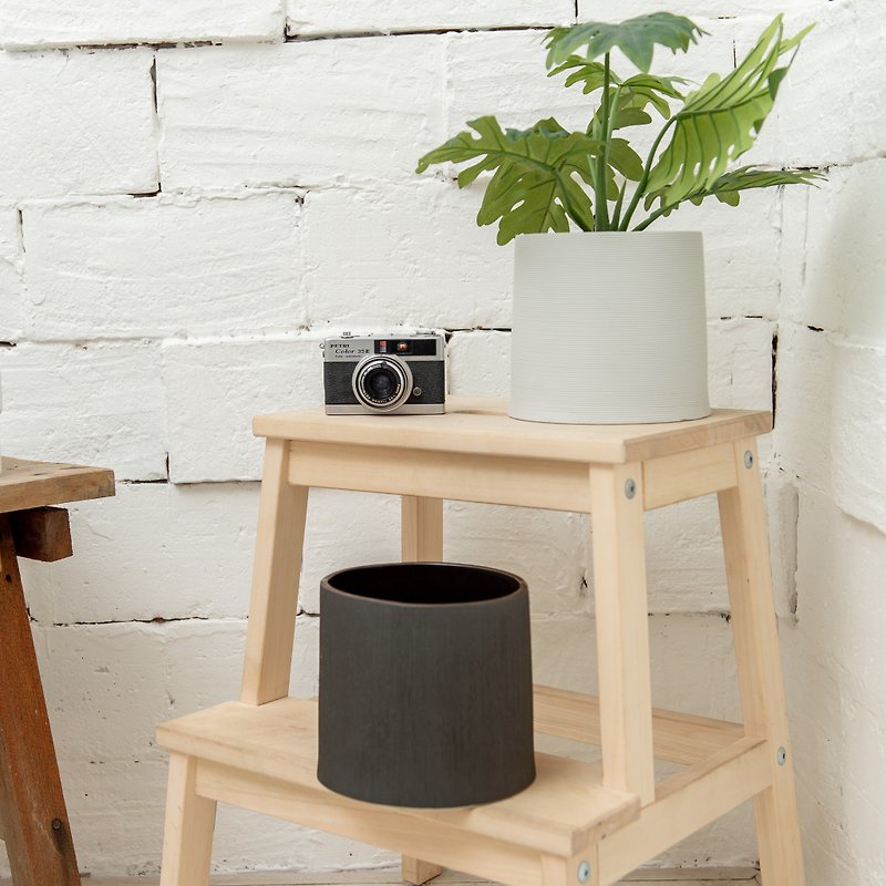 植木鉢、白黒、大サイズ/ 2色 - 観葉植物 - 陶器 ホワイト