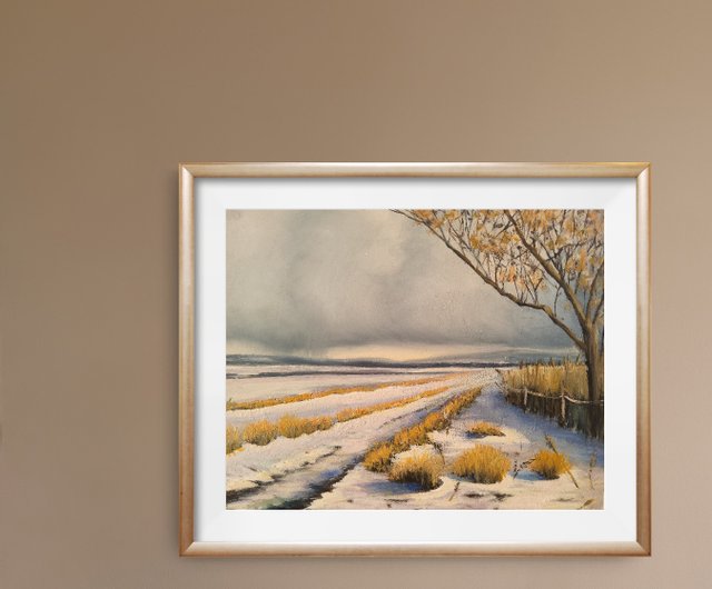 アイルランドの風景画 川岸 オリジナル油絵 12x16インチ
