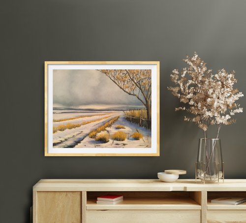 アイルランドの風景画 川岸 オリジナル油絵 12x16インチ