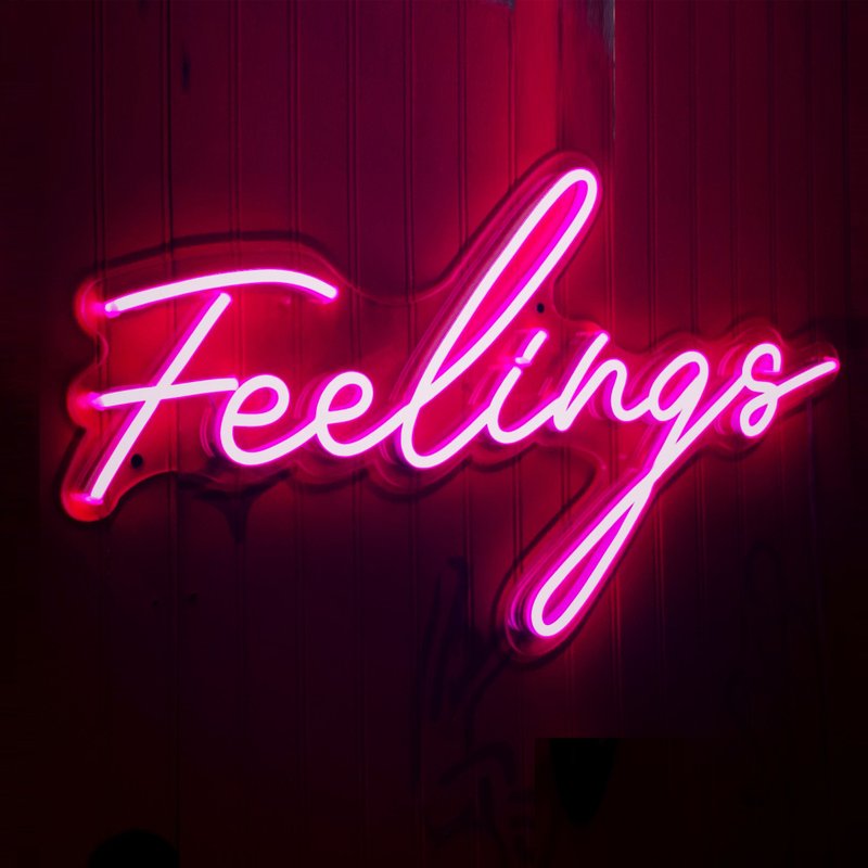 客製化霓虹燈 | Feelings | 夜燈 | LED發光字 | 可調光 - 燈具/燈飾 - 壓克力 透明