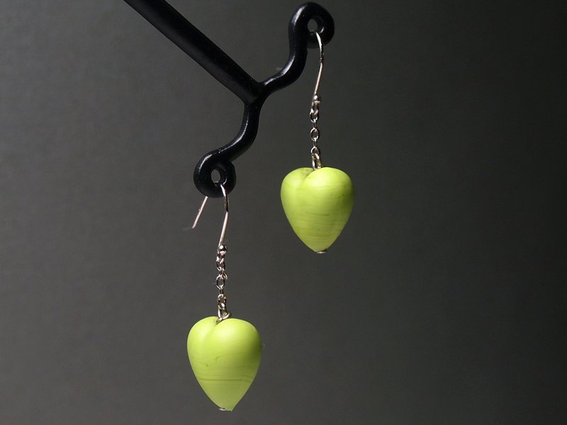 #GE522 Murano Glass Beads Earring - ต่างหู - แก้ว สีเขียว