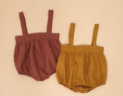 8 a.m.Apparel Natural linen boho baby girl romper, summer linen baby clothes, romper for girls