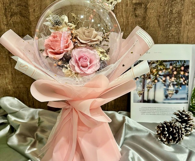 Immortal flower wave ball bouquet-crown style dried flowers/birthday/Valentine's  Day/Mother's Day//opening/proposal - Shop Mint Cat Floral Arrangement Dried  Flowers & Bouquets - Pinkoi