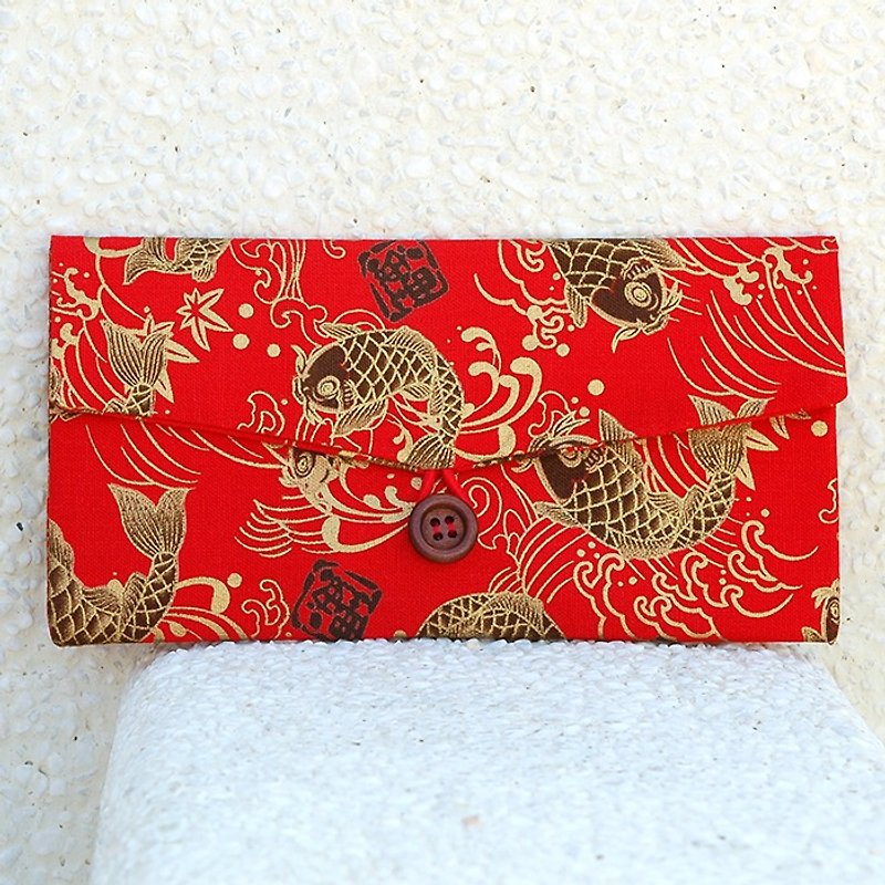 Phnom Penh carp red envelopes / pouch pocket - Chinese New Year - Cotton & Hemp Red