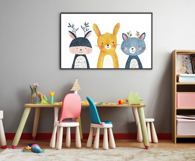 森のおとぎ話 2 北欧風イラスト癒し動物三兄弟子供部屋ベビールーム