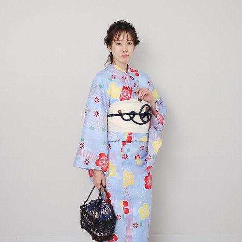 fuukakimono 日本 和服 梭織 女性 浴衣 腰封 2件組 F Size x26-1a yukata