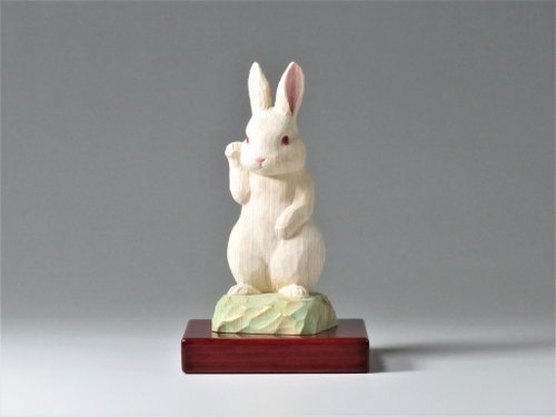 卯年　ウサギの木彫り　夫婦うさぎ　贈答品 500x0.jpg