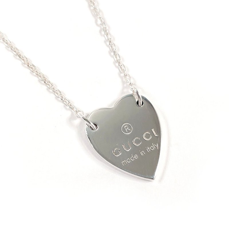 【日本直送 中古美品】グッチ GUCCI ネックレス 223512 J8400 8106 トレードマーク ハート プレート シルバー925 アクセサリー - 項鍊 - 純銀 銀色