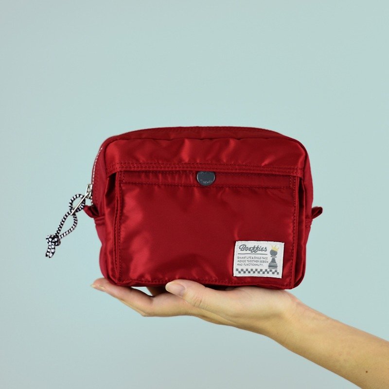 Simple Multifunctional Pouch Set Bag Cosmetic Bag 3C Storage Bag - Rose Coin Purse, Accessories Bag, Cosmetic Bag, Small Gadget Bag, Zipper Pouch - กระเป๋าเครื่องสำอาง - เส้นใยสังเคราะห์ สีแดง
