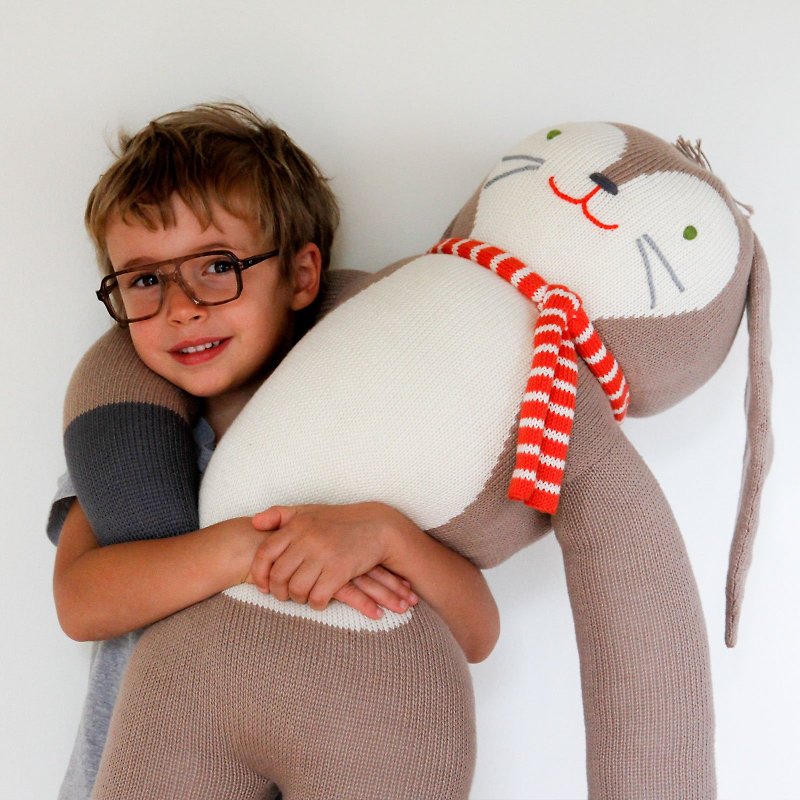 美國Blabla Kids純棉針織娃娃(巨型)皮爾卡其兔 1-05-291(限宅配) - 公仔模型 - 棉．麻 卡其色