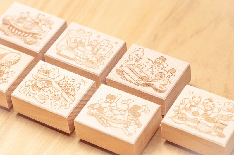 Sippo! Collaboration│Little Tail’s Baking Etude│Beech Wood Stamp - Stamps & Stamp Pads - Wood Brown