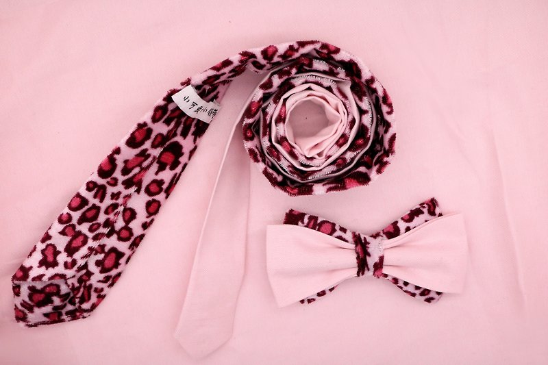 Pink Leopard Tie Necktie couple suit - Ties & Tie Clips - Cotton & Hemp Pink