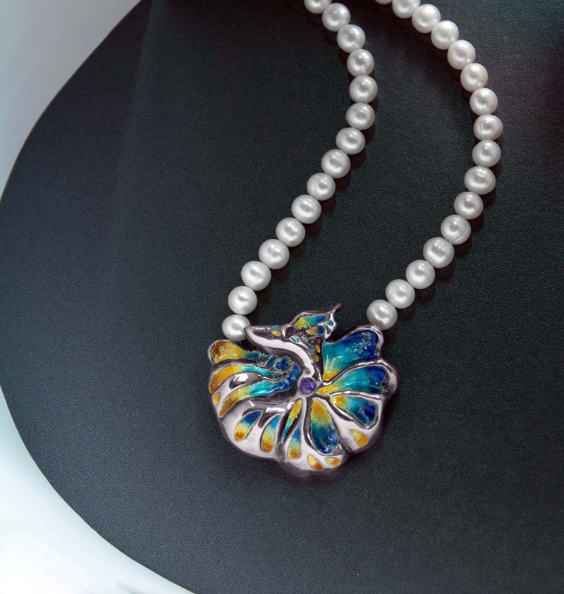 Dream Fish Sterling Silver Enamel Necklace - สร้อยคอ - เงินแท้ หลากหลายสี