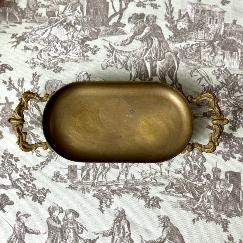 *50746-質樸法國古董黃銅橢圓小托盤 - 居家收納/收納盒/儲物盒 - 銅/黃銅 