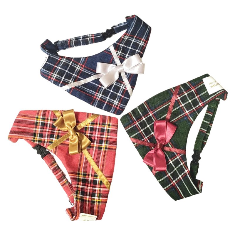 Tartan Bandana (3 colors) - ชุดสัตว์เลี้ยง - ผ้าฝ้าย/ผ้าลินิน หลากหลายสี