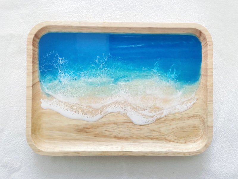 【現貨】長方形藍色海洋海浪木盤 - 擺飾/家飾品 - 樹脂 