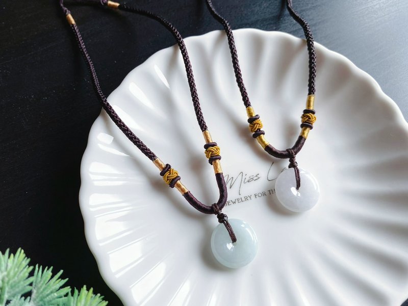 Natural Burmese Jade Peace Buckle Necklace Gift Protection, Recruiting Wealth, and Keeping Elders Safe - Necklaces - Jade Green