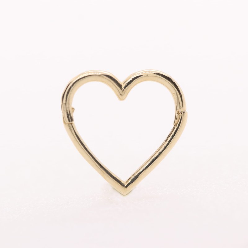 Pure 14K small love earrings (single) (inner diameter 9 mm) will not fade despite sweat or water - ต่างหู - เครื่องประดับ สีทอง