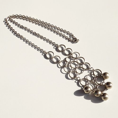 panic-art-market 80s Vintage silver color wire craft long chain necklace