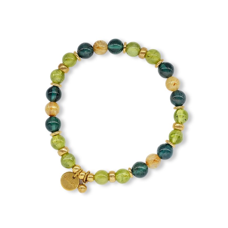 String series brass olivine titanium crystal apatite bracelet natural ore - Bracelets - Jade Green