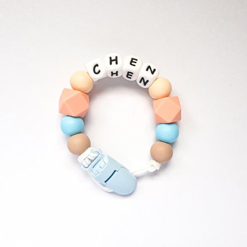 pink and blue CHEN 奶嘴鍊夾 / 客製化奶嘴鏈 可套香草奶嘴 (27cm