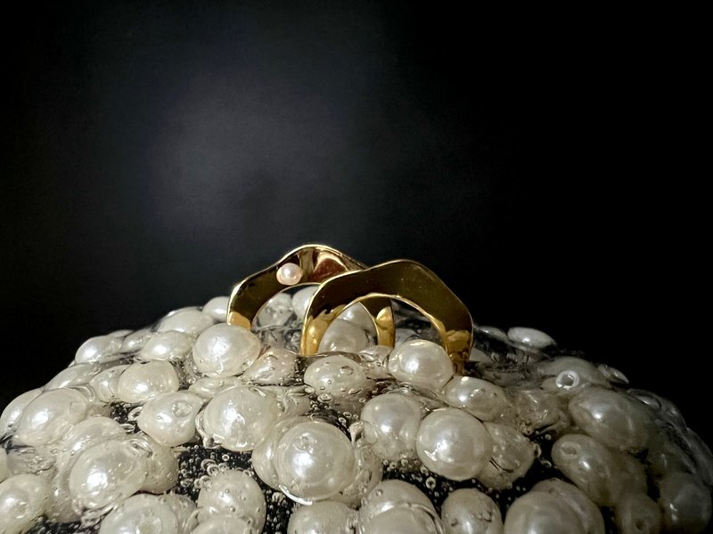 001.RING+001.PEARL RING (Gold) Ring/Earring - General Rings - Copper & Brass Gold